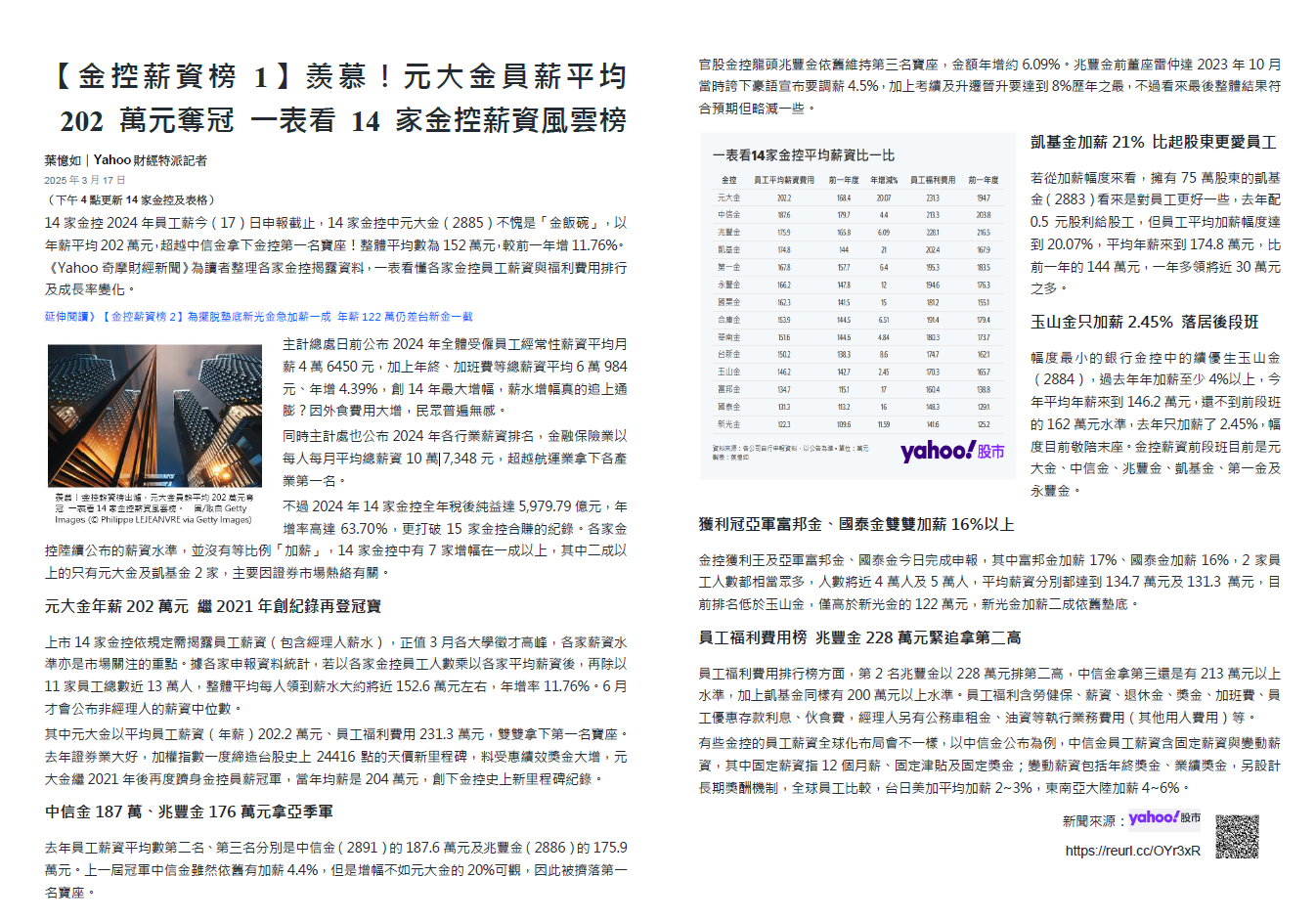 題目一：金控薪資榜1